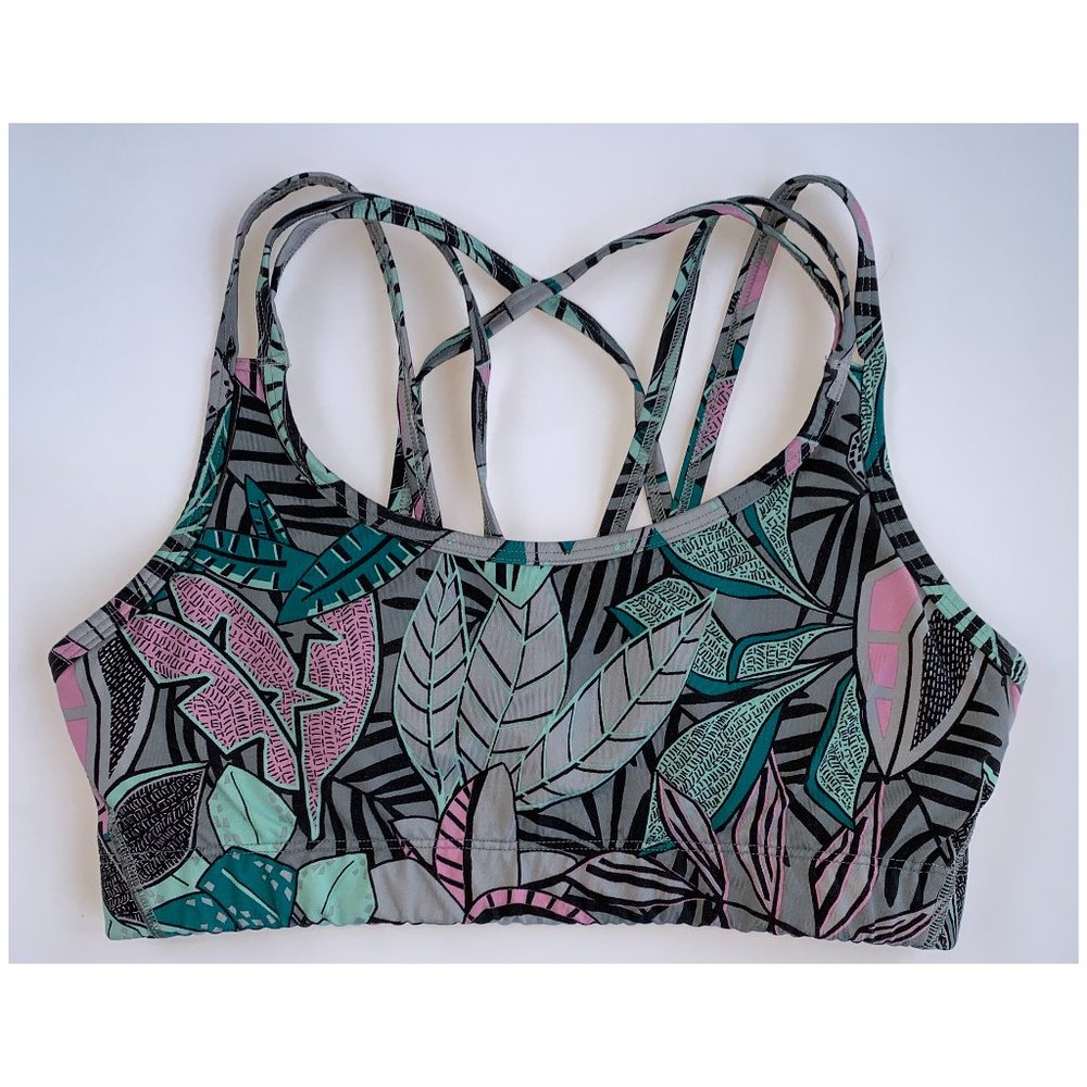 GapFit Medium Impact Strappy Sports Bra Tropical